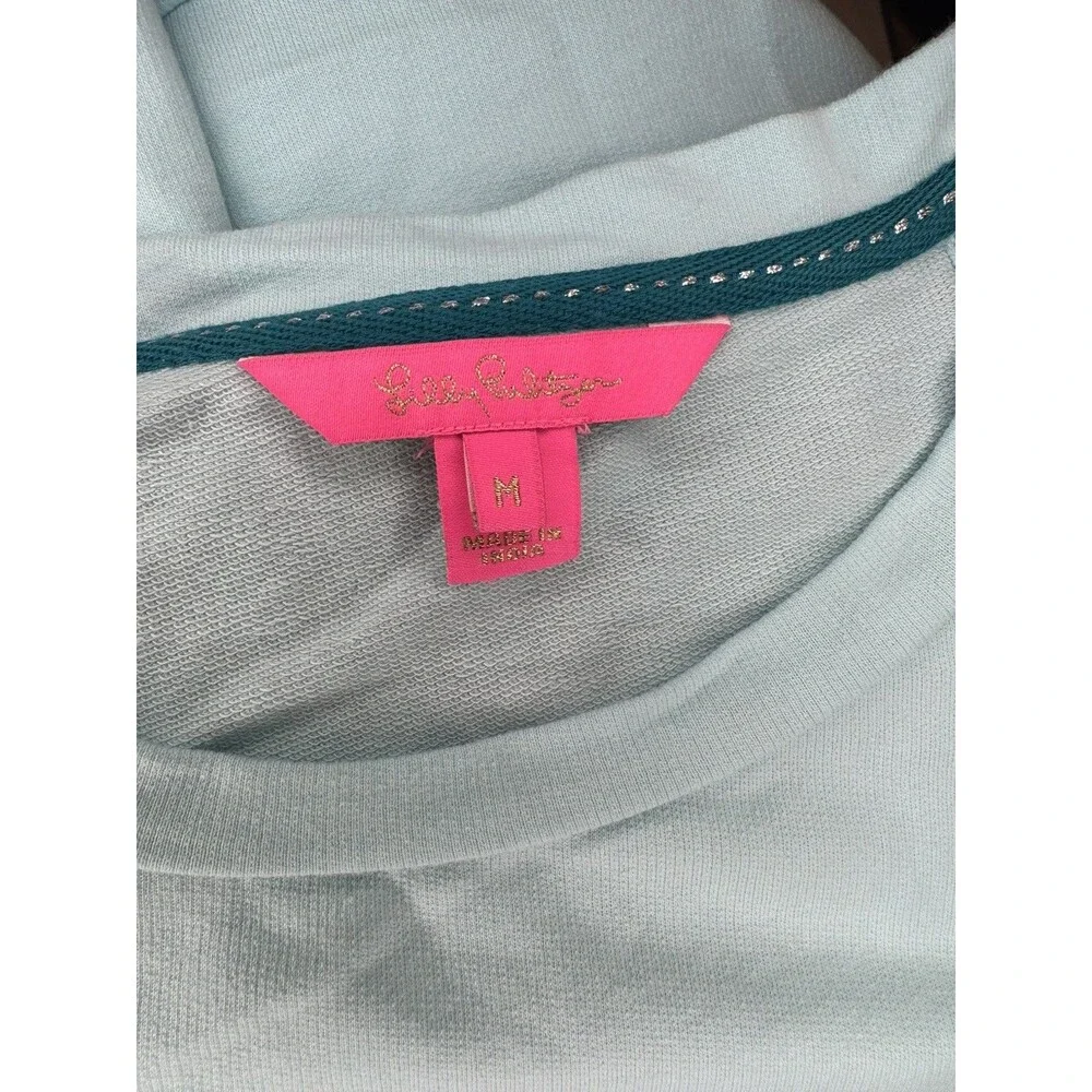 Lilly Pulitzer Bubbly Aquamarine Longsleeve Top Size Medium, Puff Shoulder Sleev